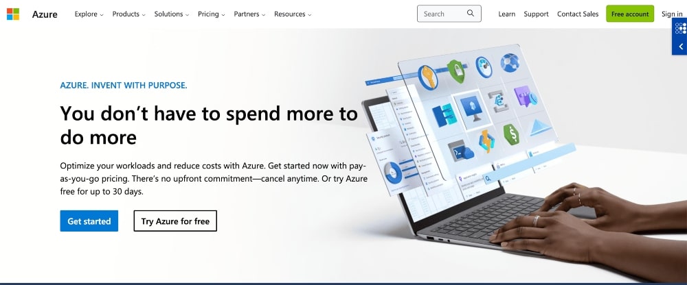 Microsoft Azure website