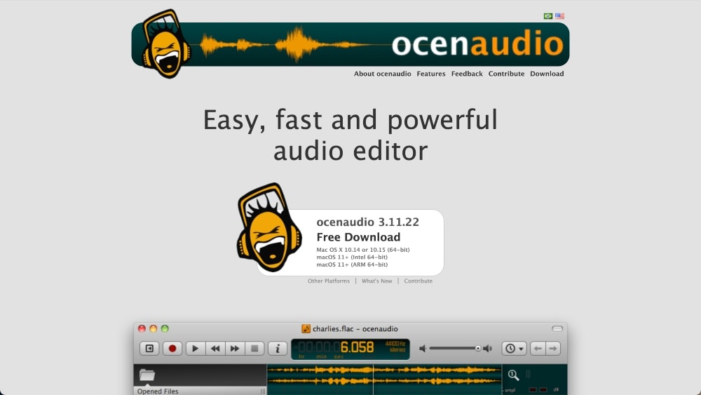 Ocenaudio website