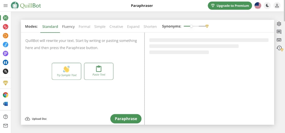 Quillbot Paraphraser feature