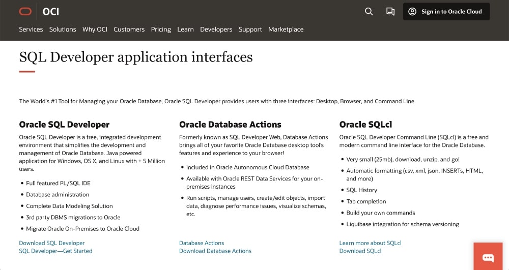 SQL Developer features