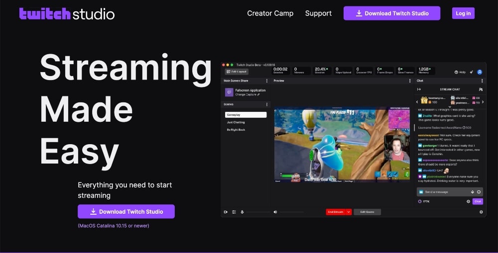 Twitch Studio website