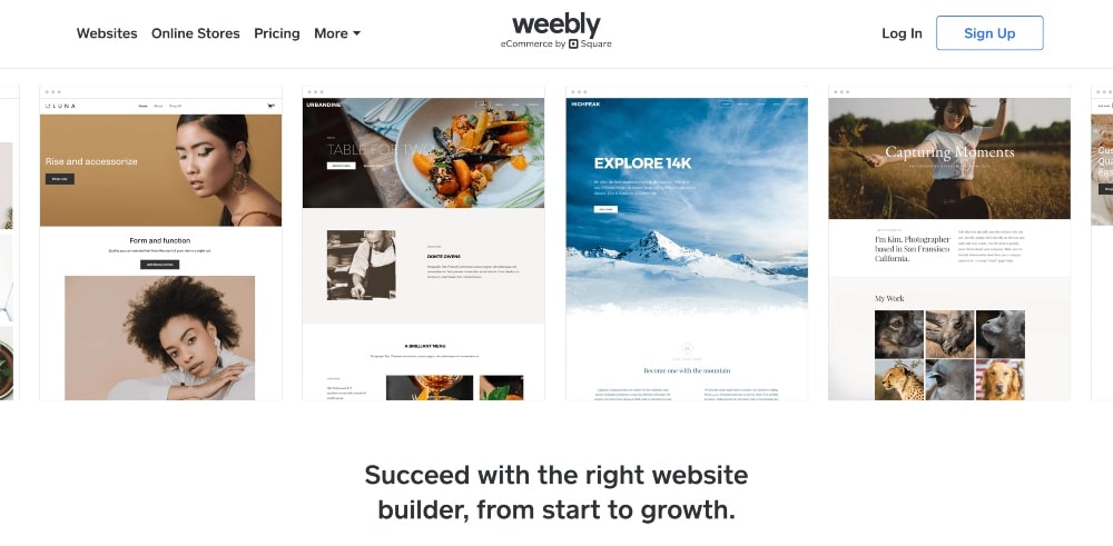 screenshot of Weebly templates