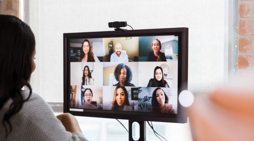 woman on a video conference call on her computer