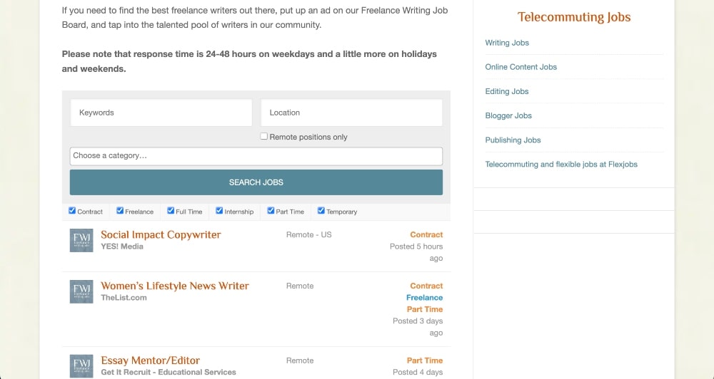 Freelance Writing Gigs job board