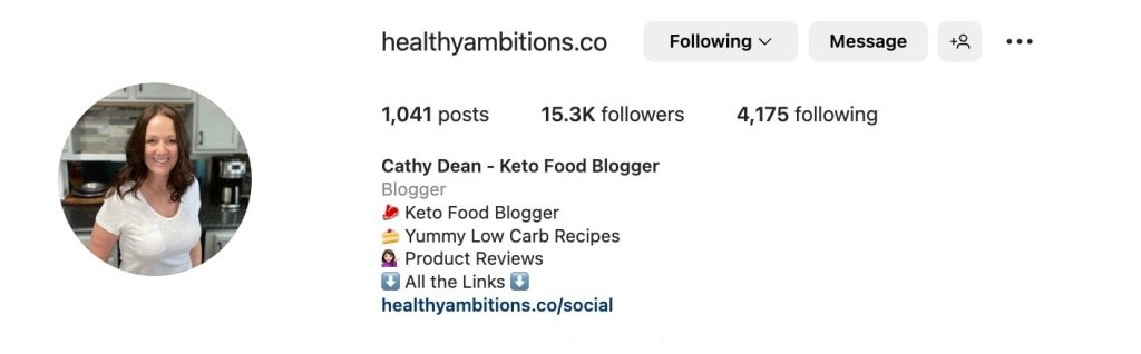 Instagram bio example for food bloggers