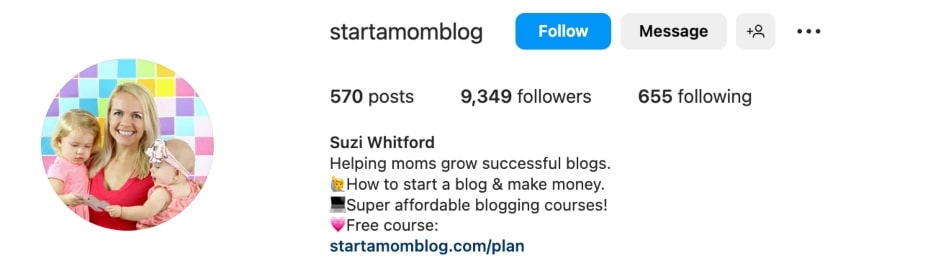 Instagram bio example for moms