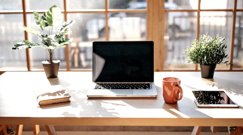 home office set up for blogging