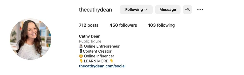business Instagram bios example