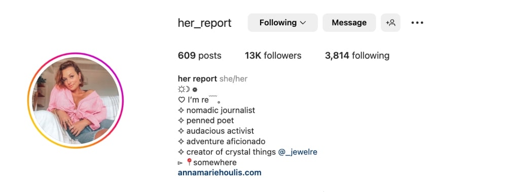 creative Instagram bio example