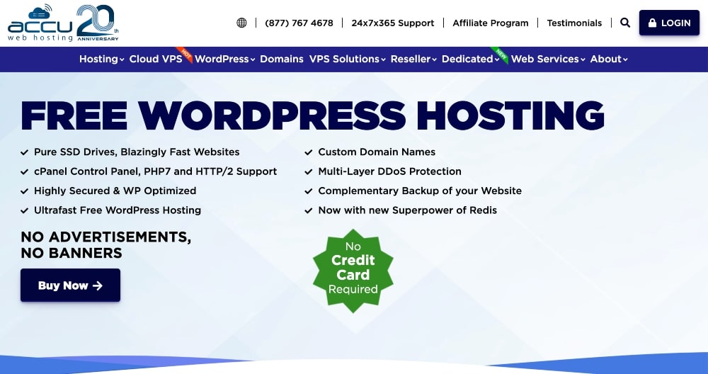 Accuweb hosting homepage
