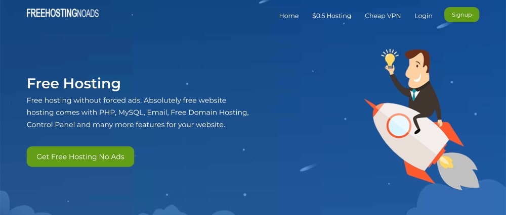 Free Hosting No Ads website homepage