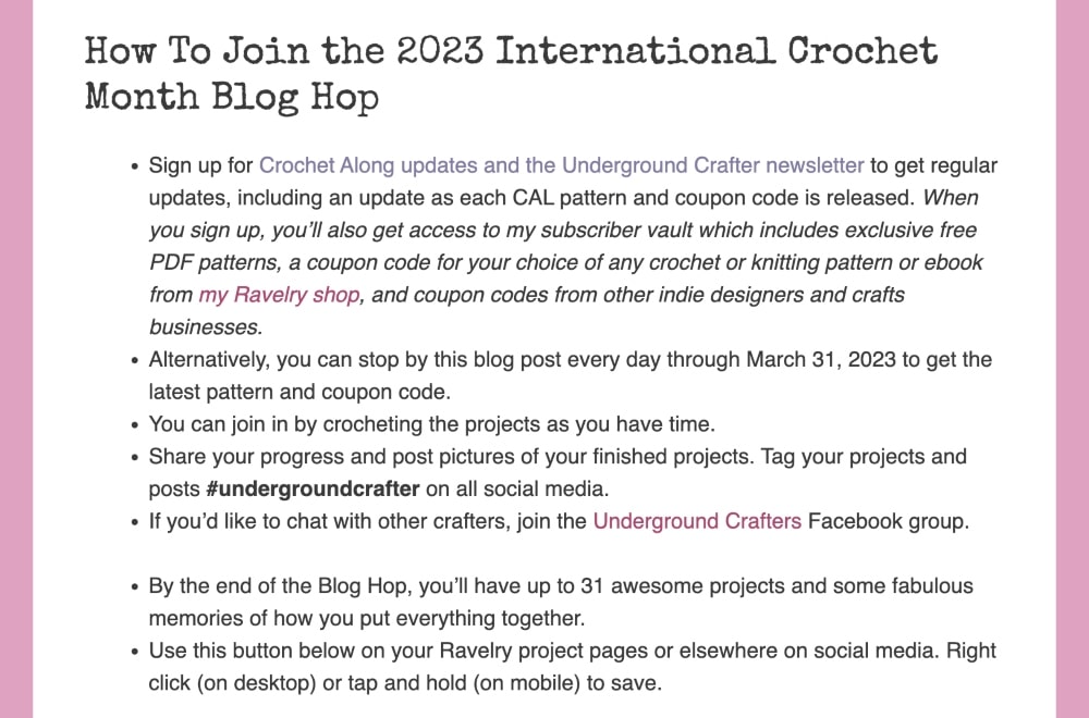 Underground Crafter blog hop guidelines