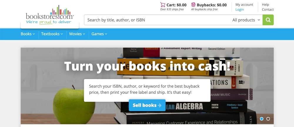 Bookstores.com sell books screenshot