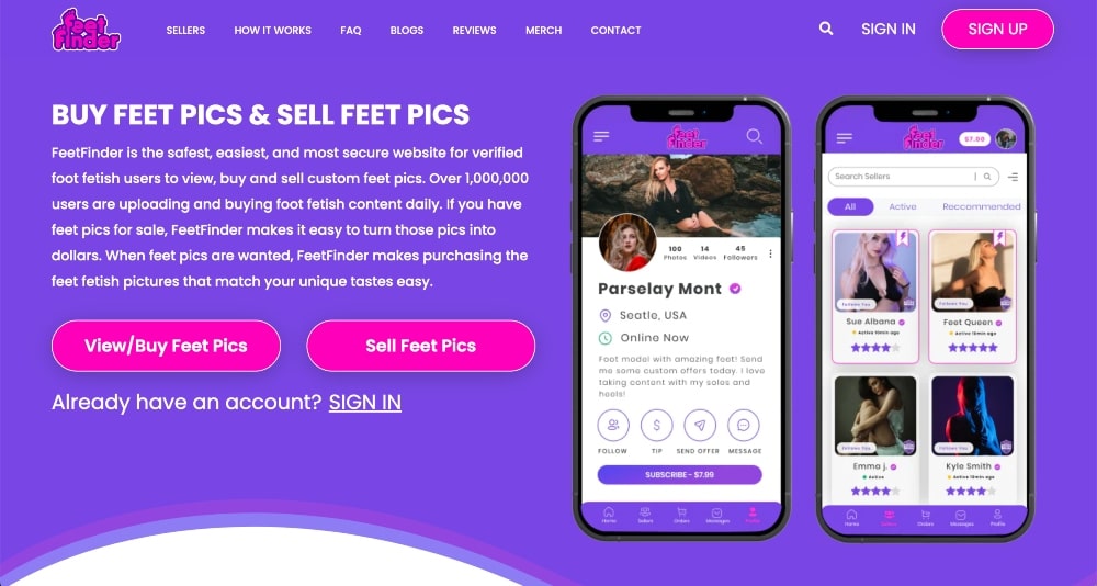 screenshot of Feet Finder website