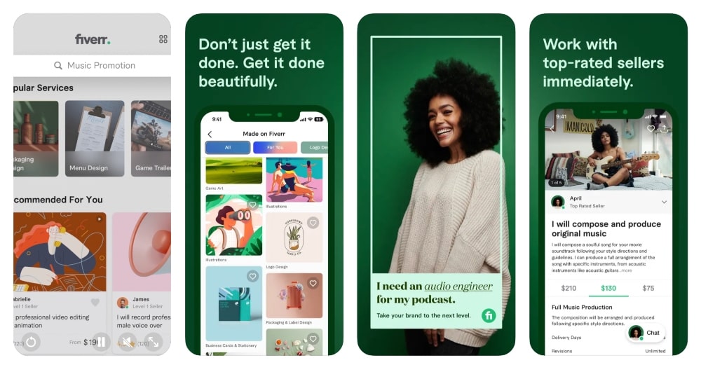 Fiverr app store screenshot