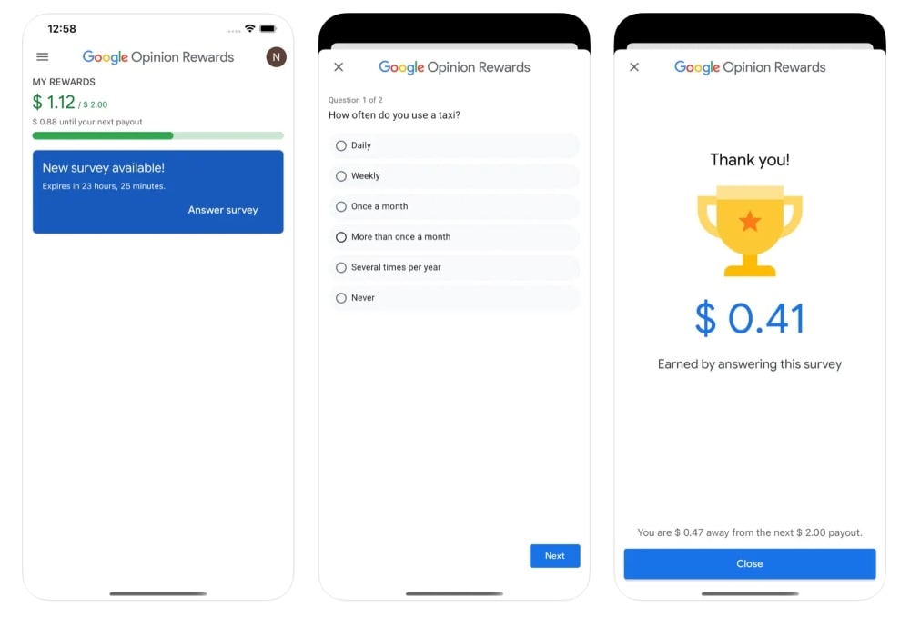 Google Opinion Rewards app store screenshot
