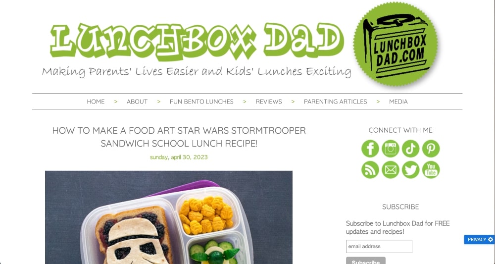 Lunchbox Dad website screenshot
