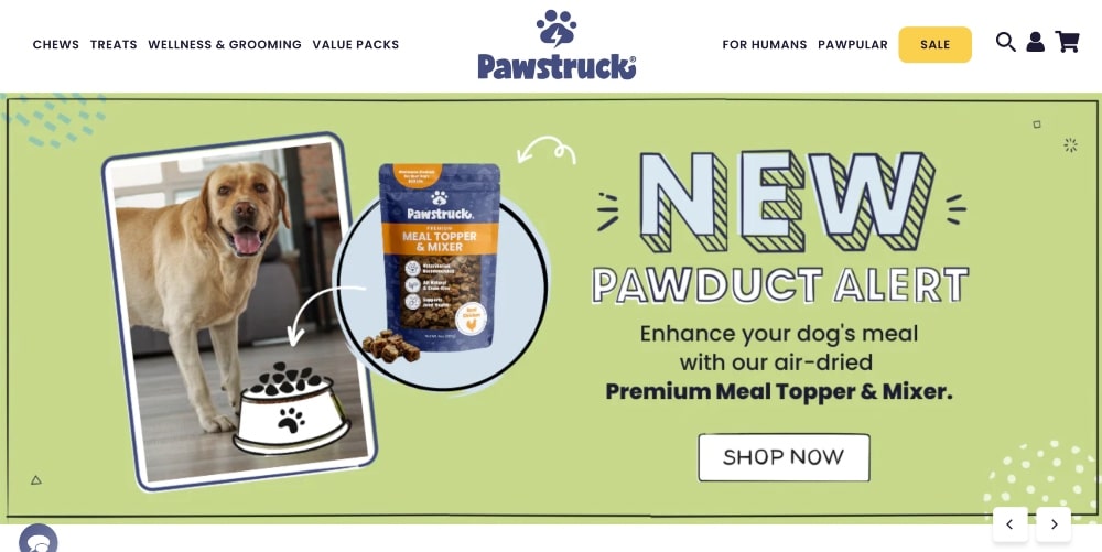 Screenshot of the Pawstruck website
