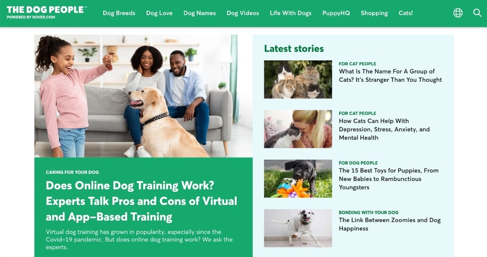 Screenshot of The Dog People website