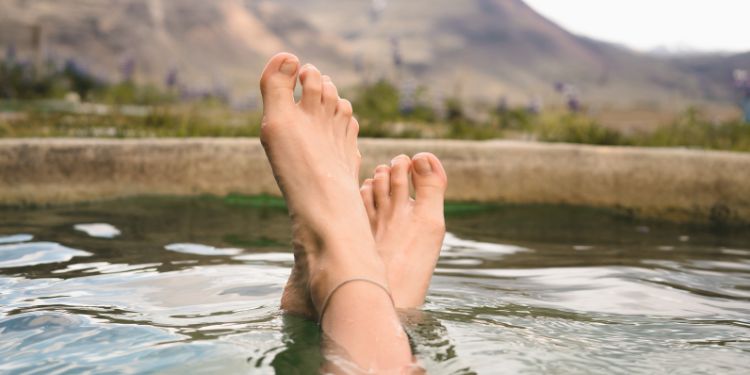 foot photo with scenery