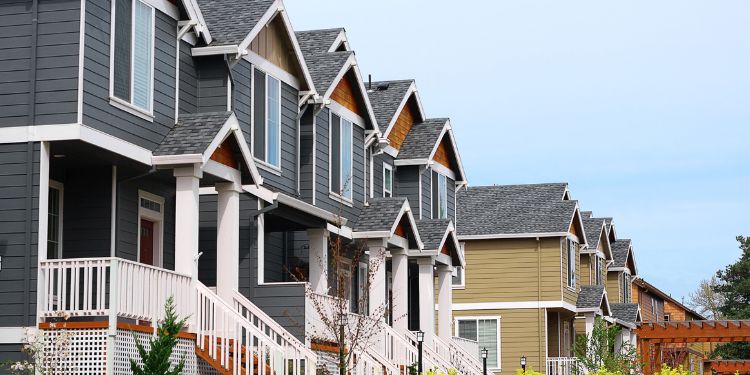 real estate houses on a block