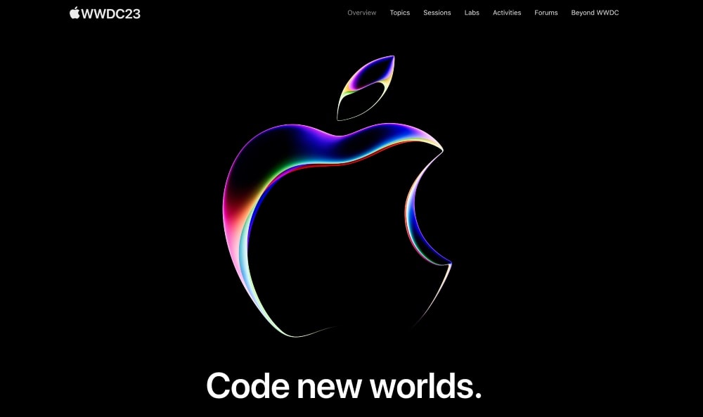 screenshot of Apple's WWDC Event page