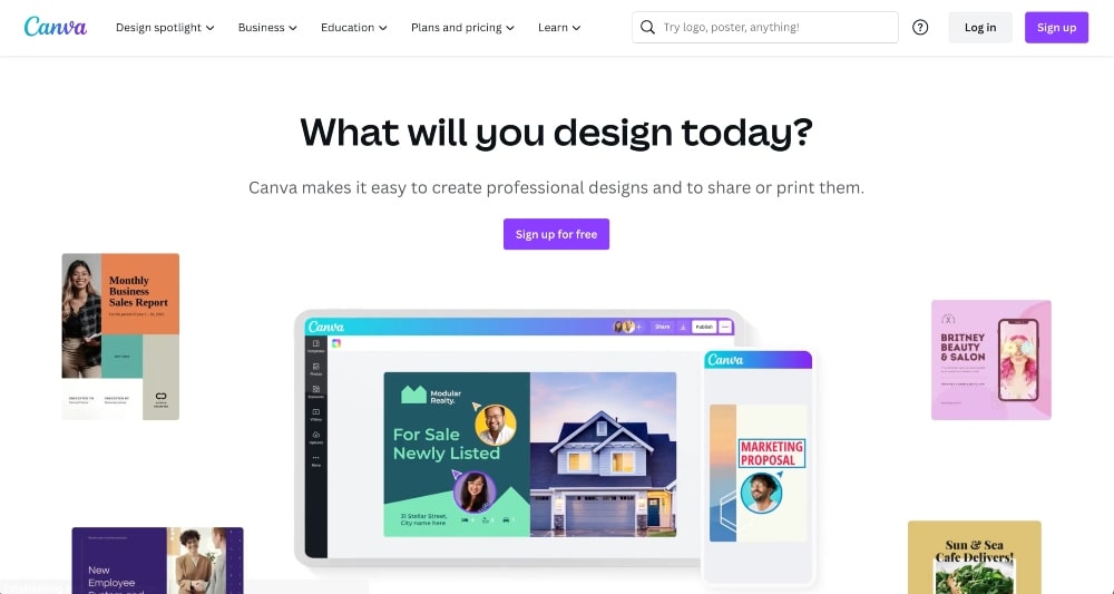 screenshot of Canva website