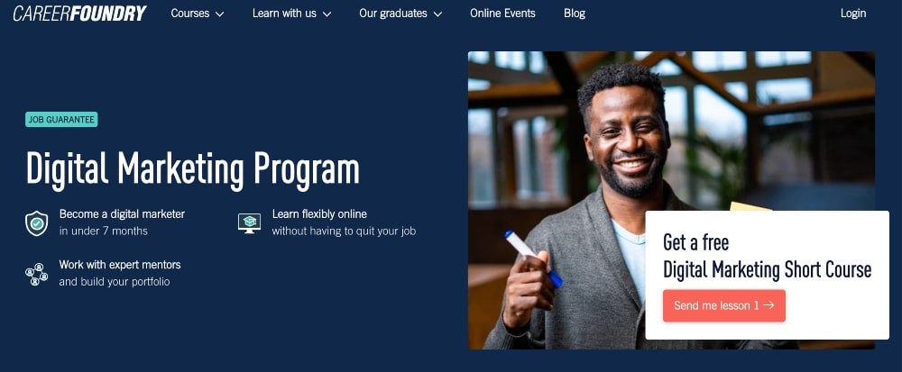 screenshot of CareerFoundry Digital Marketing Program website