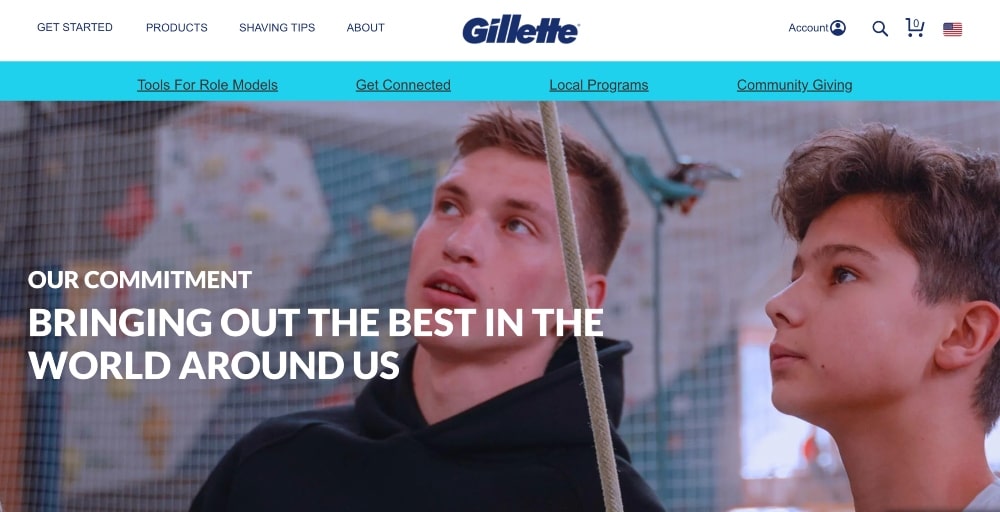 Screenshot of Gillette campaign on website