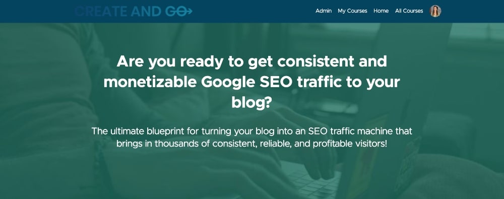 screenshot of SEO Blueprint for Bloggers course homepage