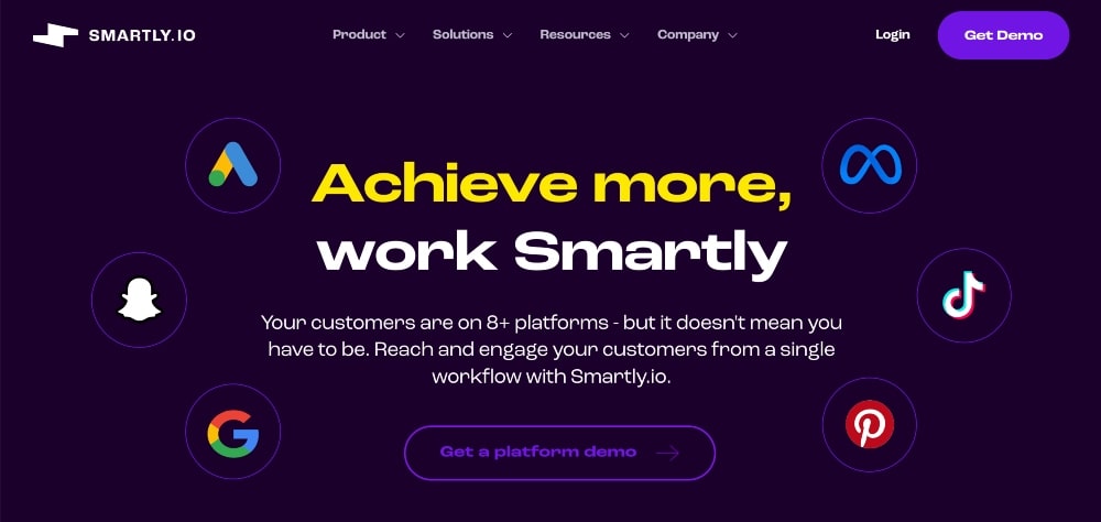 screenshot of Smartly.io website