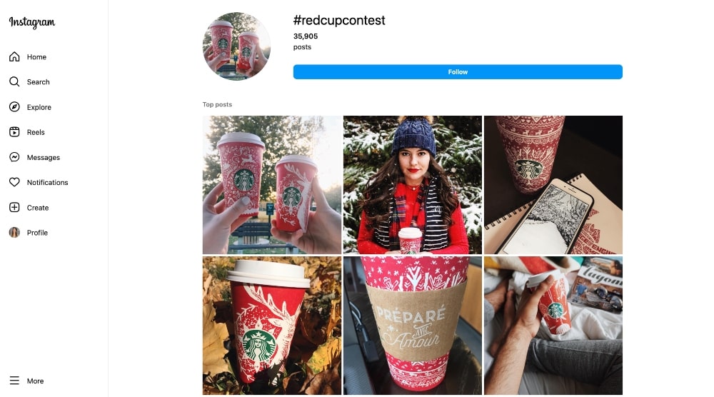 Starbucks red cup contest submissions on Instagram