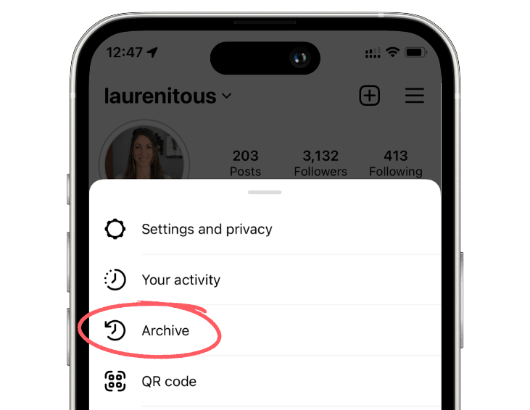 Instagram archive instructions on phone