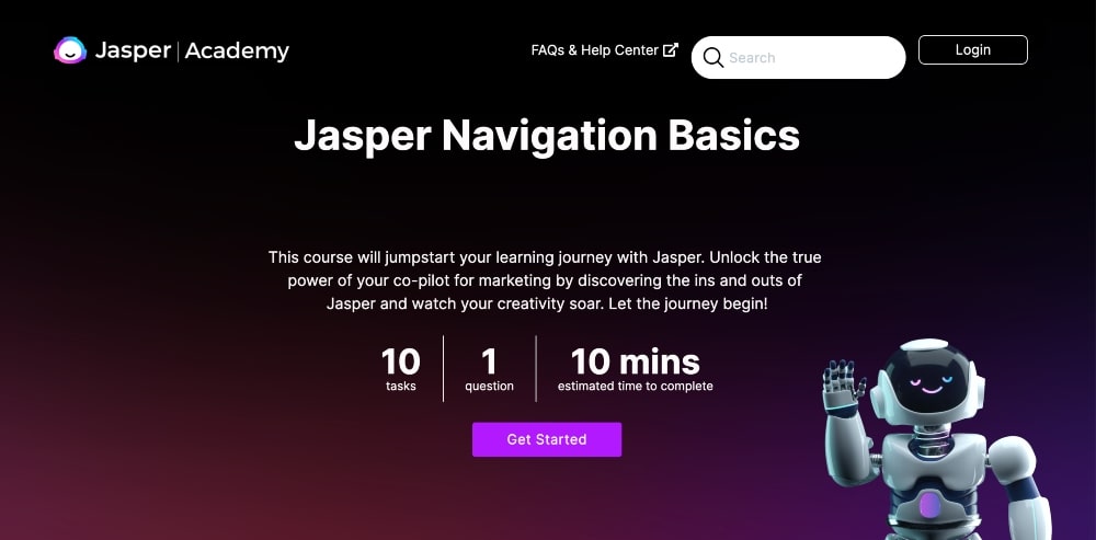 screenshot of Jasper AI Academy