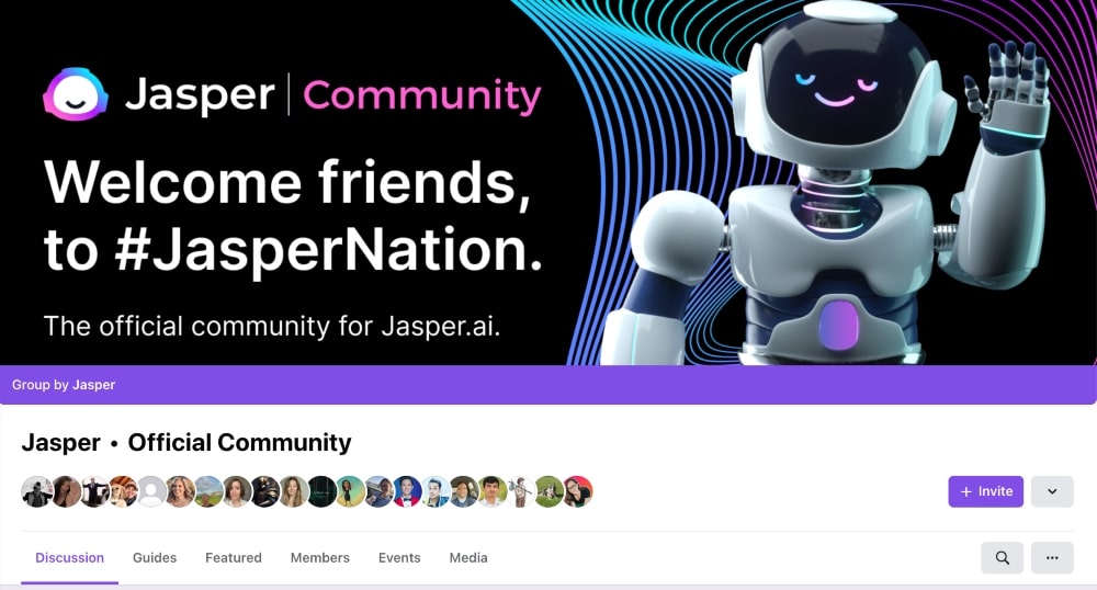 screenshot of Jasper AI Facebook group