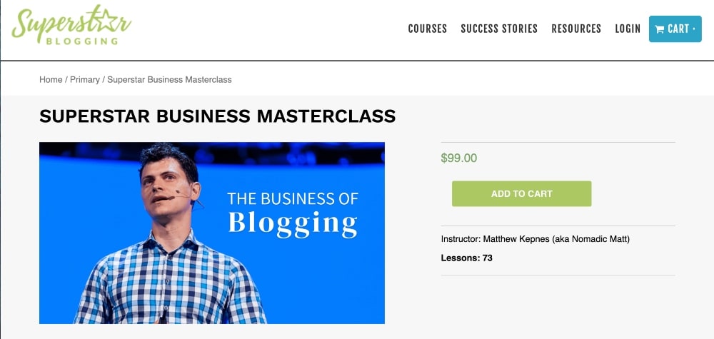Superstar blogging course screenshot