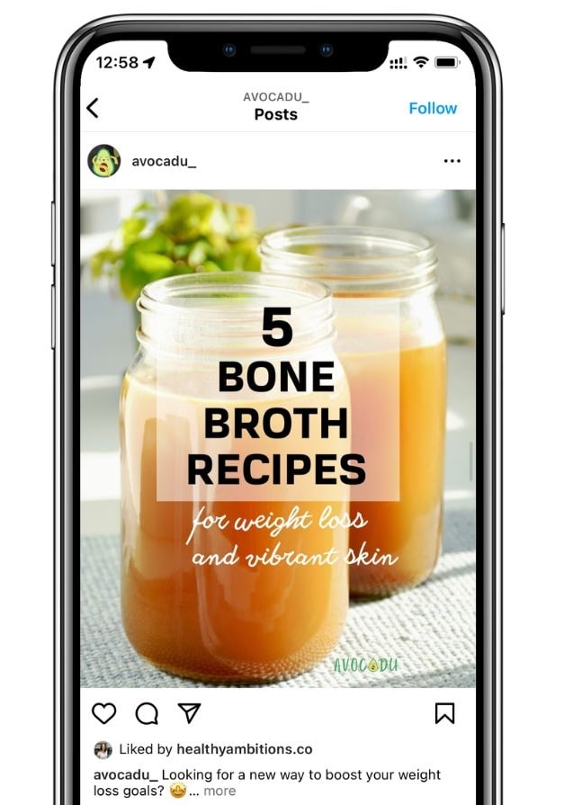 screenshot of food caption for Instagram