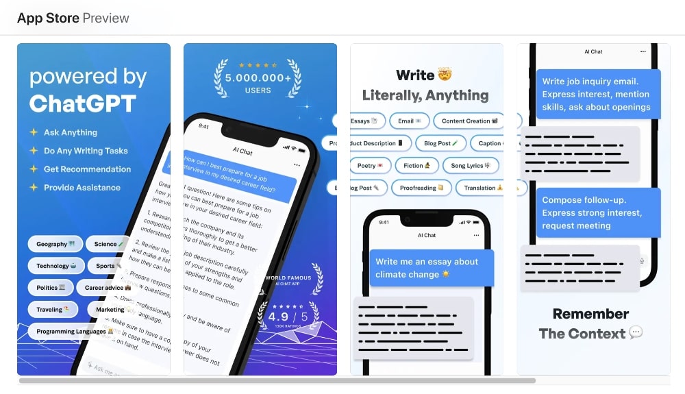AI Chat - Assistant & Chatbot app store screenshot