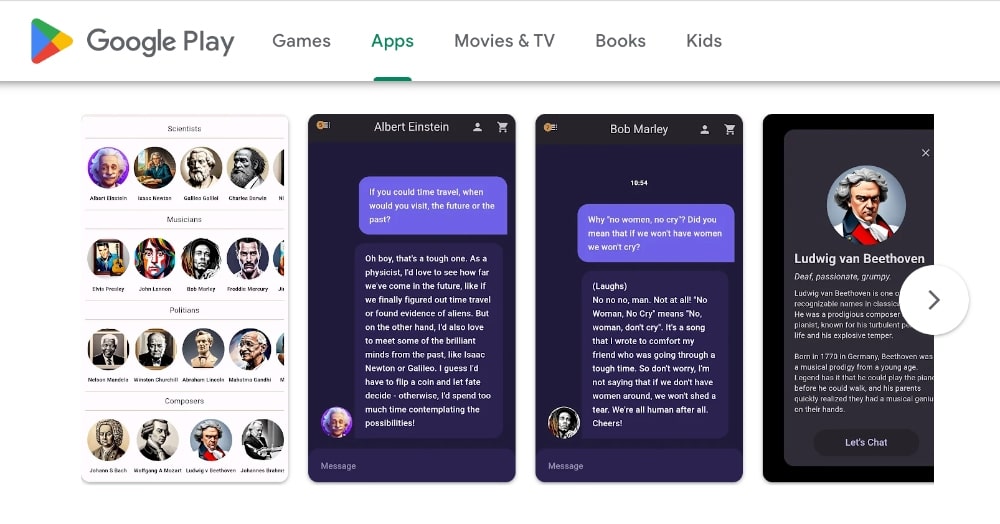 AI History Chat app store screenshot