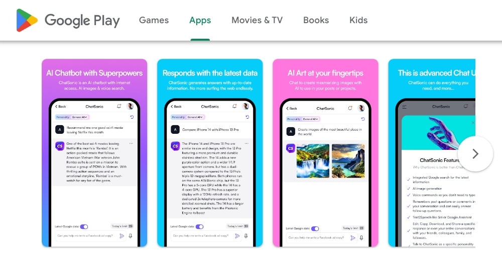 ChatSonic app store screenshot