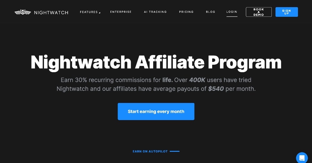 Nightwatch affiliate program screenshot