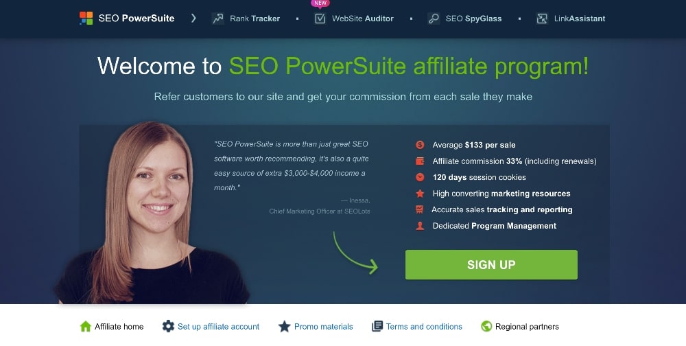 SEO Powersuite affiliate program screenshot
