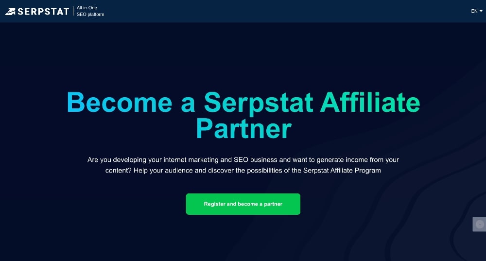 Serpstat affiliate program screenshot