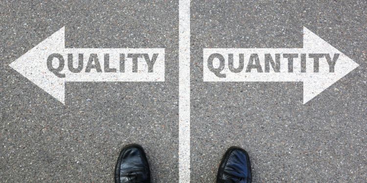 quality vs. quantity concept illustration