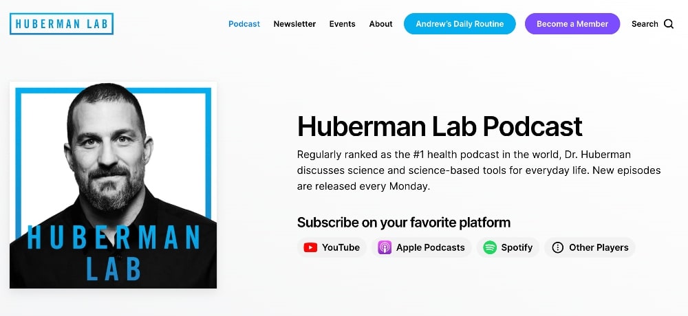 Huberman Lab podcast screenshot