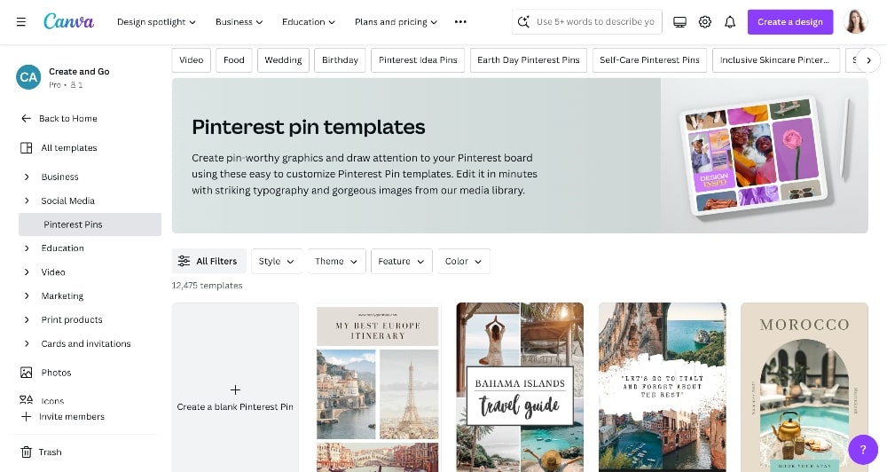 Canva Pinterest templates