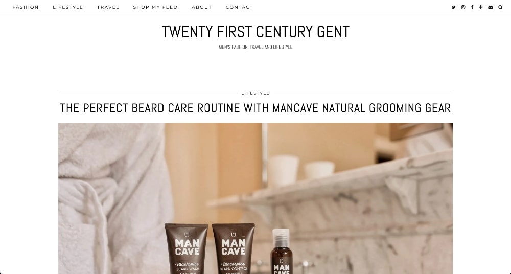 screenshot of Twenty First Century Gent blog post
