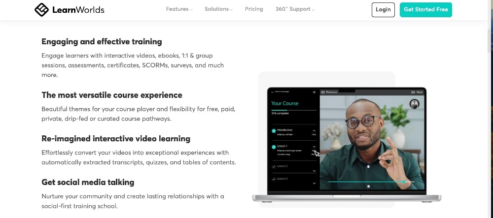 LearnWorlds course features