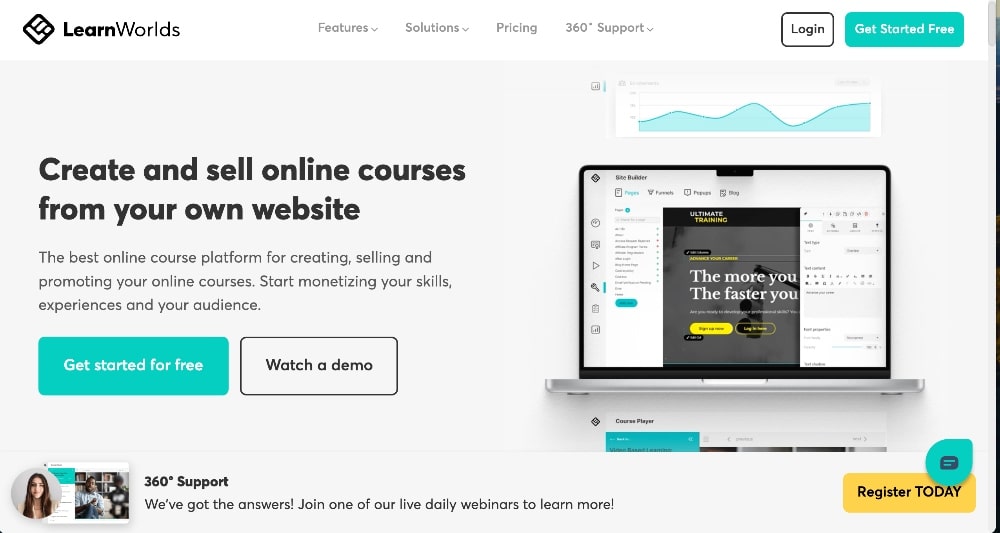 LearnWorlds course platform homepage