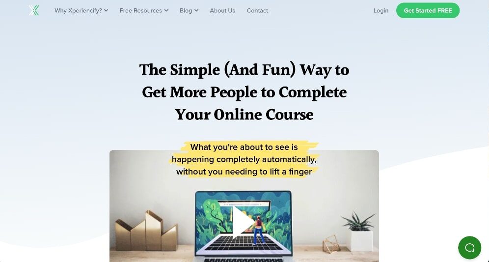 Xperiencify course platform homepage